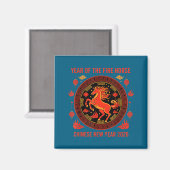 Chinese New Year 2026 Year Of The Fire Horse Magnet (Vorderseite/Rückseite)