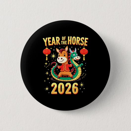 Chinese New Year 2026 Year Of The Horse  Button (Vorderseite)
