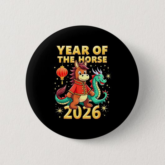 Chinese New Year 2026 Year Of The Horse  Button (Vorderseite)