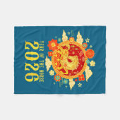 Chinese New Year 2026 Year Of The Horse Fleecedecke (Vorderseite (Horizontal))