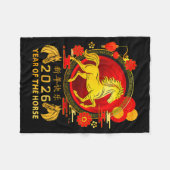 Chinese New Year 2026 Year Of The Horse Happy New Fleecedecke (Vorderseite (Horizontal))