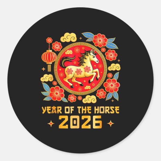 Chinese New Year 2026 Year Of The Horse Happy New Runder Aufkleber (Vorderseite)