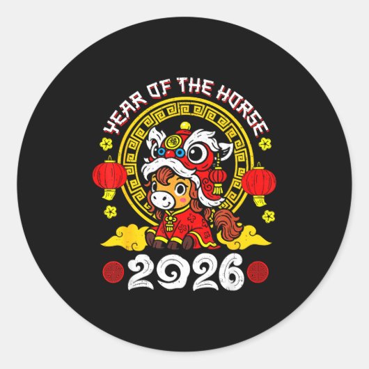 Chinese New Year 2026 Year Of The Horse Lunar New Runder Aufkleber (Vorderseite)