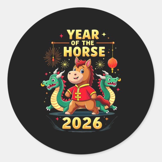 Chinese New Year 2026 Year Of The Horse Runder Aufkleber (Vorderseite)