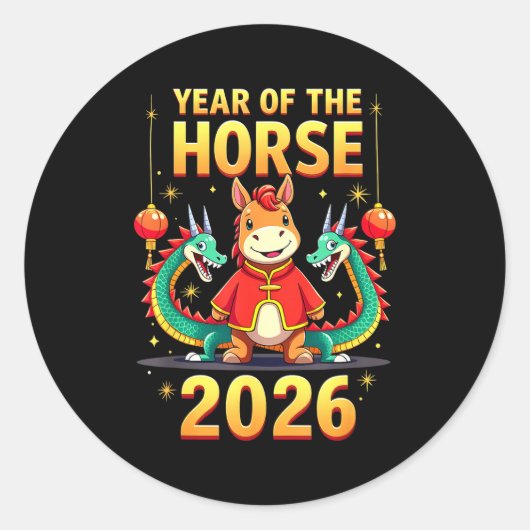 Chinese New Year 2026 Year Of The Horse  Runder Aufkleber (Vorderseite)