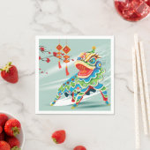 Chinese New Year Blue Lion Dancer Serviette (Beispiel)