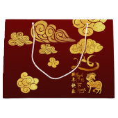 Chinese New Year Horse 2026 Gold Clouds LGB Große Geschenktüte (Vorderseite)