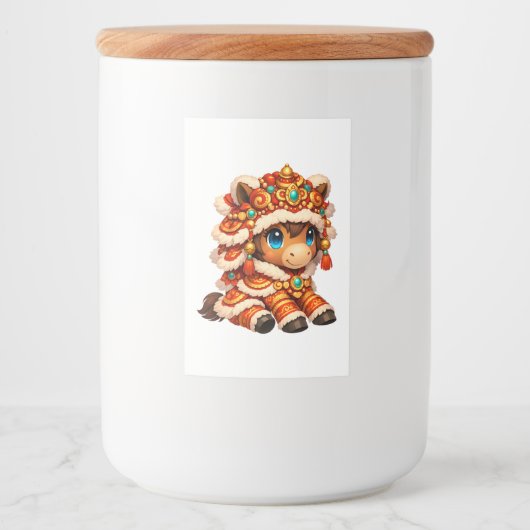 Chinese New Year Horse 2026 Zodiac Lebensmitteletikett (Vorderseite)