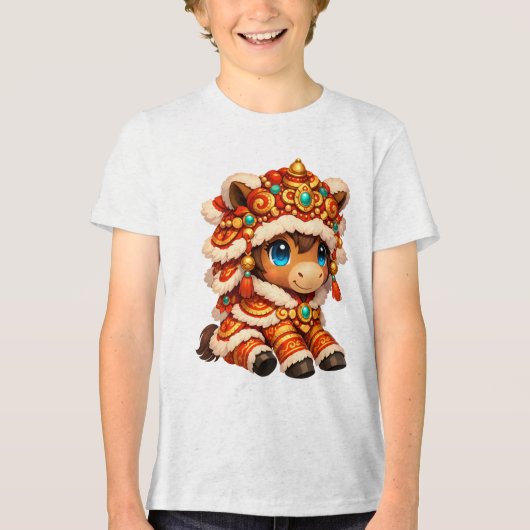 Chinese New Year Horse 2026 Zodiac Tri-Blend Shirt (Vorderseite)