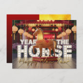 Chinese New Year Horse Disco style with Texts HPc Postkarte (Vorne/Hinten)