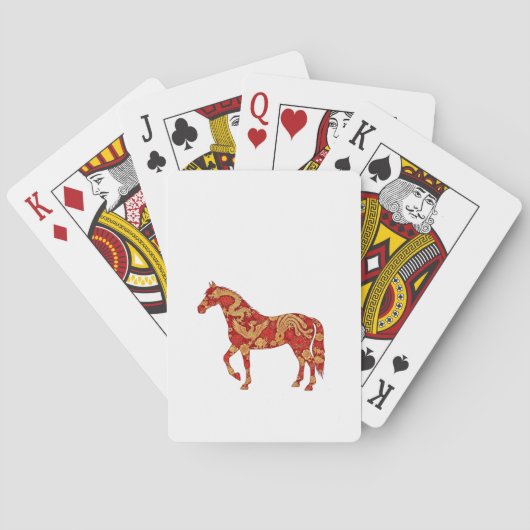 Chinese New Year Horse with Dragon Phoenix Spielkarten (Rückseite)