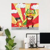 Chinese New Year Kids Lion Dance and Lantern Poster (Heimbüro)