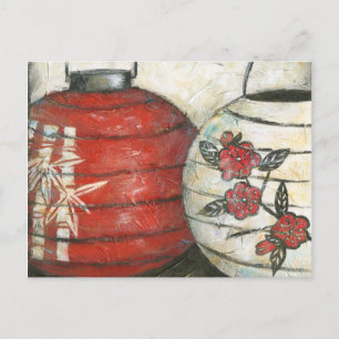 Chinese New Year Lanterns with Floral Print Feiertagspostkarte
