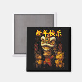 Chinese New Year Lion Dance Cute  Magnet (Vorderseite/Rückseite)