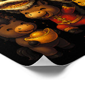 Chinese New Year Lion Dance Cute  Poster (Ecke)