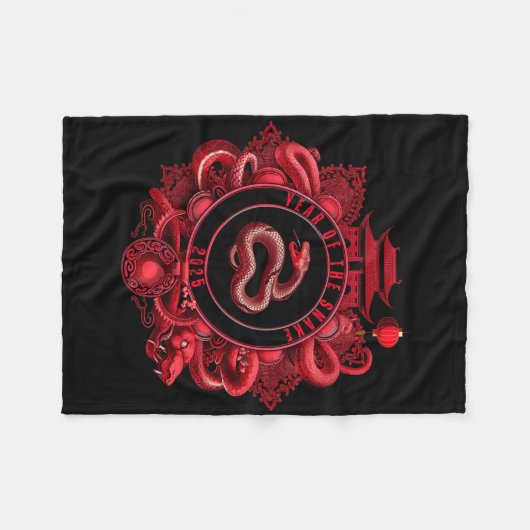Chinese New Year Lunar New Year Of The Snake 2025  Fleecedecke (Vorderseite (Horizontal))