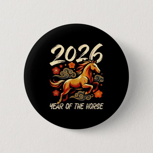 Chinese New Year Lunar Year Of The Horse 2026  Button (Vorderseite)