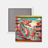 Chinese New Year of the Dragon 2024 SqM3 Magnet (Vorderseite/Rückseite)