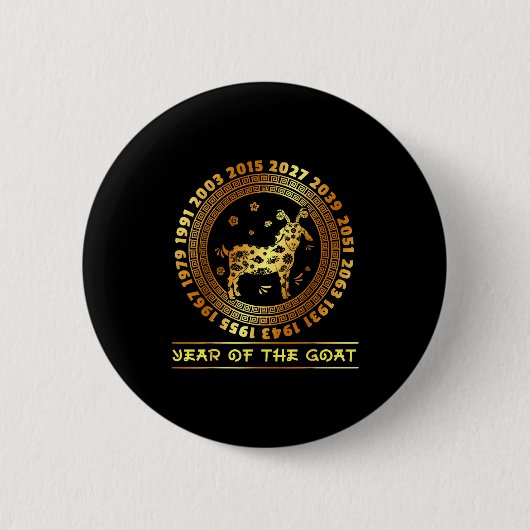 Chinese New Year Of The Goat Chinese Zodiac Year 2 Button (Vorderseite)