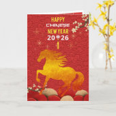 Chinese New year of the Horse 2026 Karte (Gelbe Blume)