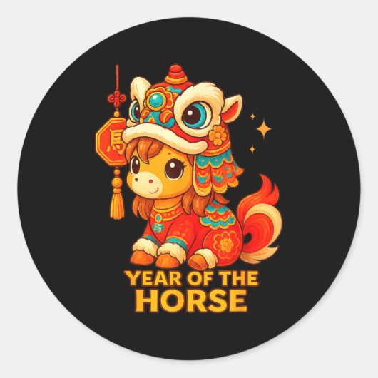Chinese New Year Of The Horse 2026 Lunar New Year Runder Aufkleber (Vorderseite)