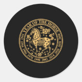 Chinese New Year Of The Horse 2026 Lunar Zodiac Runder Aufkleber (Vorderseite)