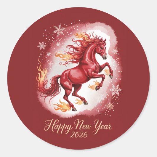 Chinese New year of the Horse 2026 Runder Aufkleber (Vorderseite)