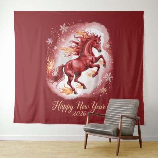 Chinese New year of the Horse 2026 Wandteppich (Beispiel (Horizontal))