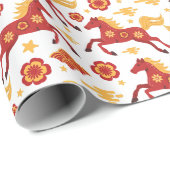 Chinese New Year of the Horse 2026 Wrapping Paper Geschenkpapier (Rolleneckpunkt)