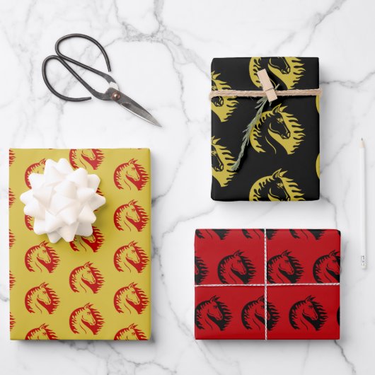 Chinese New Year of the Horse  Wrapping Paper Shee Geschenkpapier Set (Vorderseite)