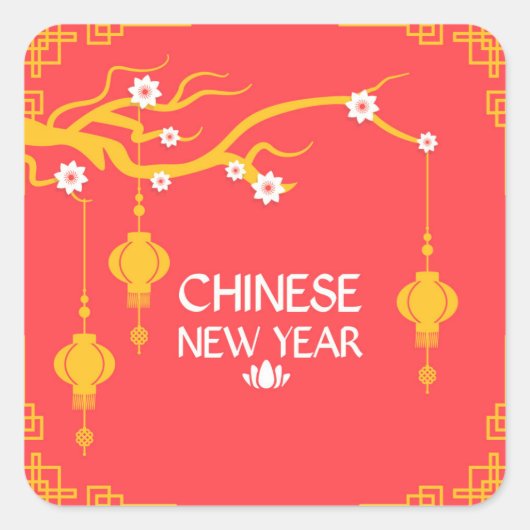 Chinese New Year Quadratischer Aufkleber (Vorderseite)