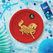 Chinese New Year Red Golden Horse 2026 PP Pappteller (Party)