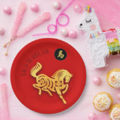 Chinese New Year Red Golden Horse 2026 PP Pappteller (Party)