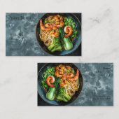 Chinese noodle bowl with spicy shrimp and veggies visitenkarte (Vorne/Hinten)