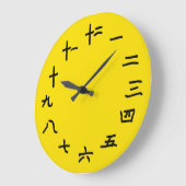 Chinese Numbers on Imperial Yellow Wall Clock Große Wanduhr (Winkel)
