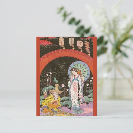 Chinese Parfüm Vendor von George Barbier Postkarte (Stehend Vorderseite)