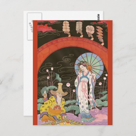 Chinese Parfüm Vendor von George Barbier Postkarte (Vorne/Hinten)