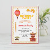 Chinese Restaurant Birthday Invitation Einladung (Stehend Vorderseite)