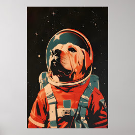 Chinese Shar-Pei Astronaut Poster, Shar Pei Retro Poster