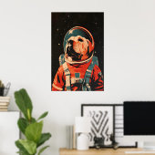 Chinese Shar-Pei Astronaut Poster, Shar Pei Retro Poster (Heimbüro)