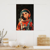 Chinese Shar-Pei Astronaut Poster, Shar Pei Retro Poster (Küche)