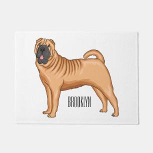 Chinese Shar-Pei dog cartoon illustration Fußmatte