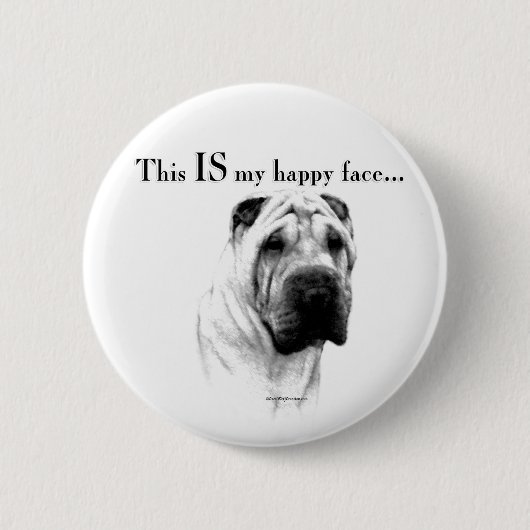Chinese Shar Pei Happy Face Button (Vorderseite)