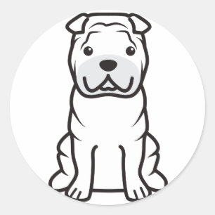 Chinese Shar-Pei HundeCartoon Runder Aufkleber