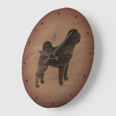 Chinese Shar Pei Silhouette Rustikal Große Wanduhr (Winkel)