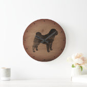 Chinese Shar Pei Silhouette Rustikal Große Wanduhr (Zuhause)