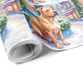 Chinese Shar-Pei Snowy Town Fountain Christmas Art Geschenkpapier (Rolleneckpunkt)