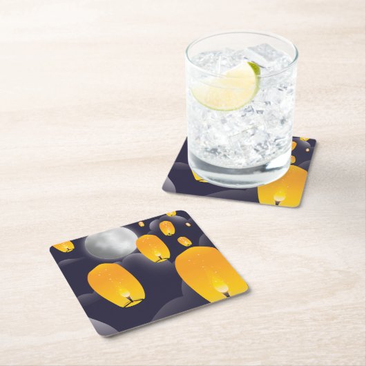 Chinese Sky Lanterns Rechteckiger Pappuntersetzer (Vor Ort)