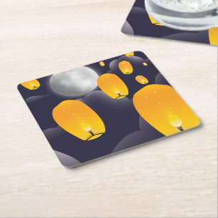 Chinese Sky Lanterns Rechteckiger Pappuntersetzer