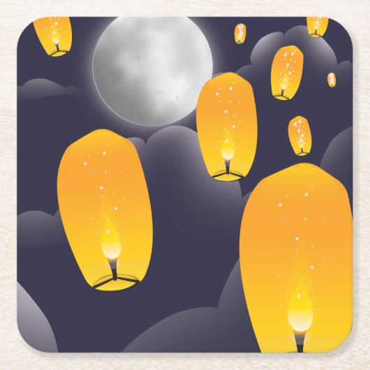 Chinese Sky Lanterns Rechteckiger Pappuntersetzer (Vorderseite)